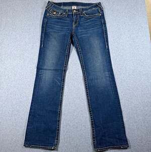 True Religion Jeans Womens 32 Bootcut Dark Wash Made in USA Flap Pocket Y2K
